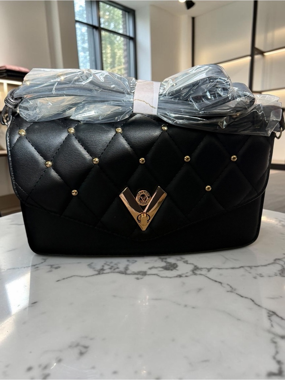 Valentino Orlandi Black Quilted Studded Crossbody Bag • TikTok Quiet Luxury